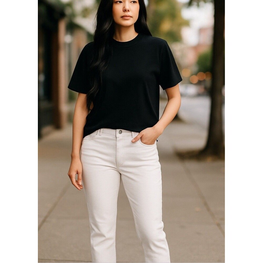 Rock & Republic Distressed White Denim Kendall Midrise Stretch Jeans Sze 6 Women